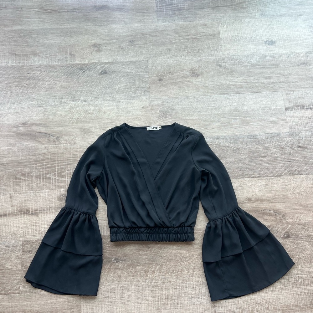 LF Black Flared Sleeve Blouse